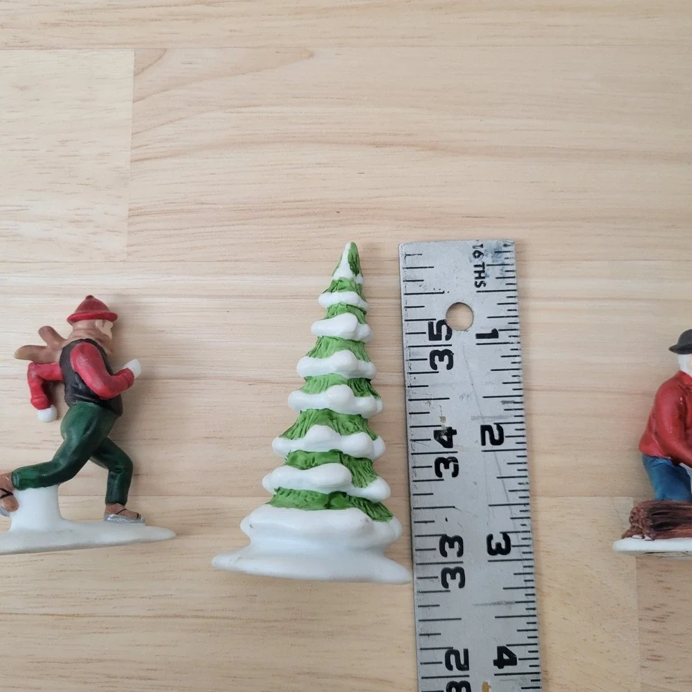 Vtg Dept 56 Ceramic Christmas Village Figurines Tree Wood Chopper Skater‎ Woman
